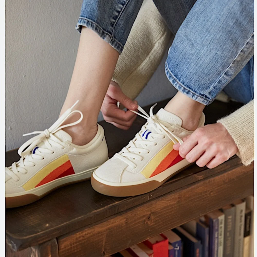 Rothy’s Lace Up Sneakers Candy Stripe Retro 70s 90s Y2K Size 9